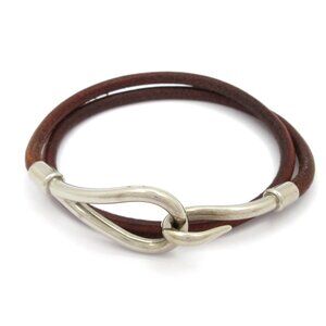 Hermès Jumbo Bracelet Dark Brown Silver Leather Hardware